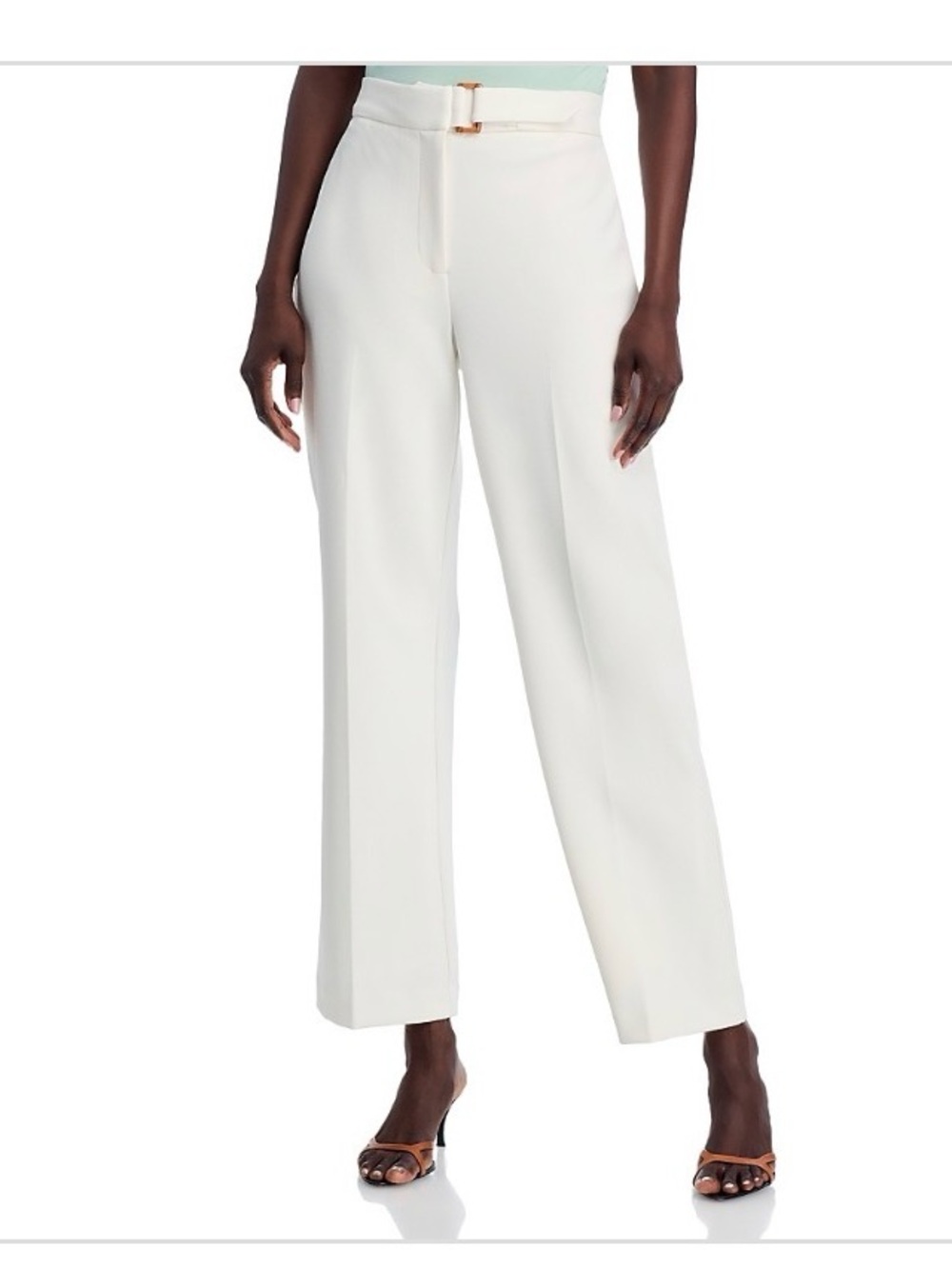 T Tahari Women's Solid-Color Twill Crepe Wide-Leg Pants